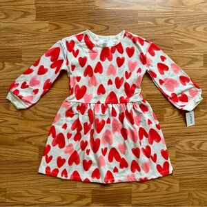 Carter’s Kid Girls Fleece Dress Size 8/8A Long Sleeve Valentines Hearts NWT!